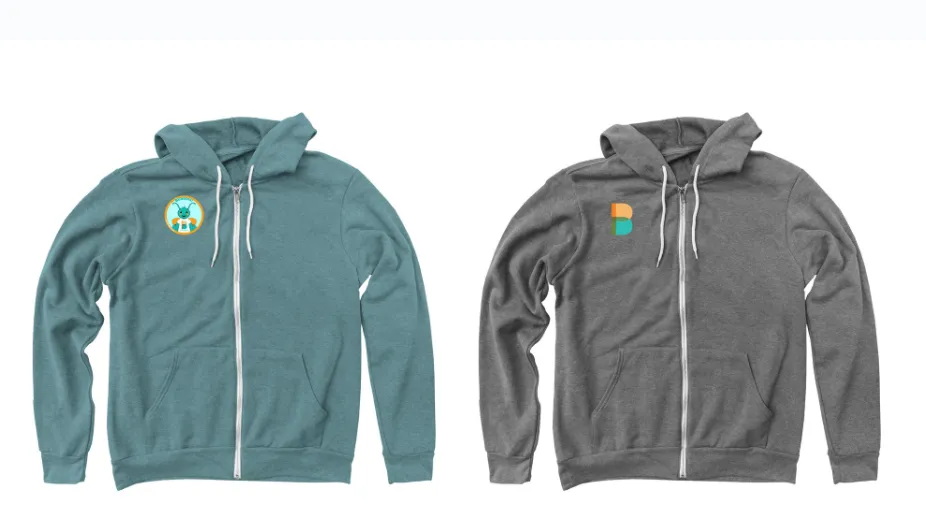 Two Boundless-branded zip up hoodies